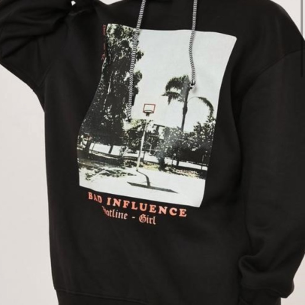 Petite black bad influence sweatshirt